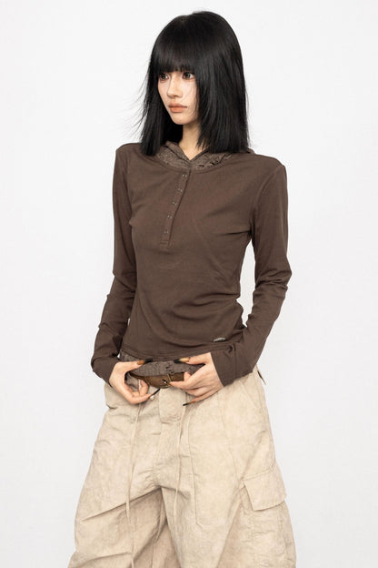 American Retro Long Sleeve Hooded Top