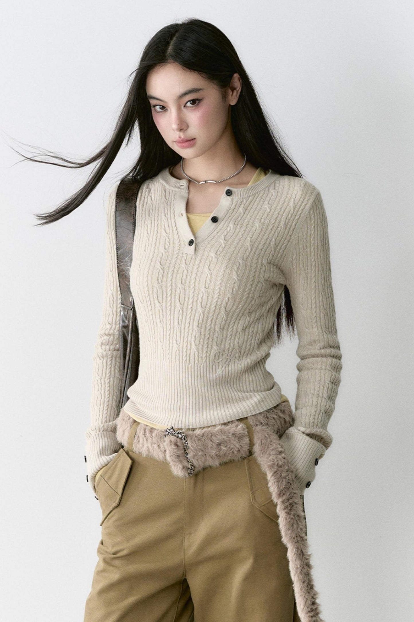 Autumn Winter Twist Knit Top