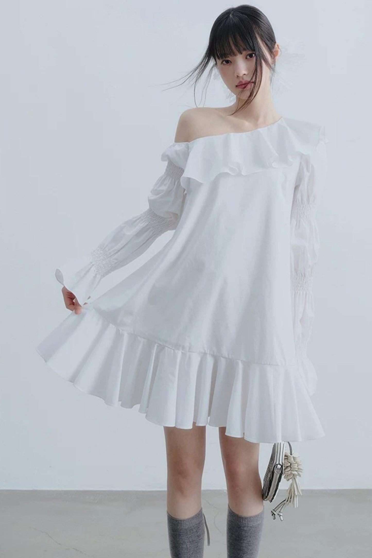 White Ruffled Off-Shoulder Dress