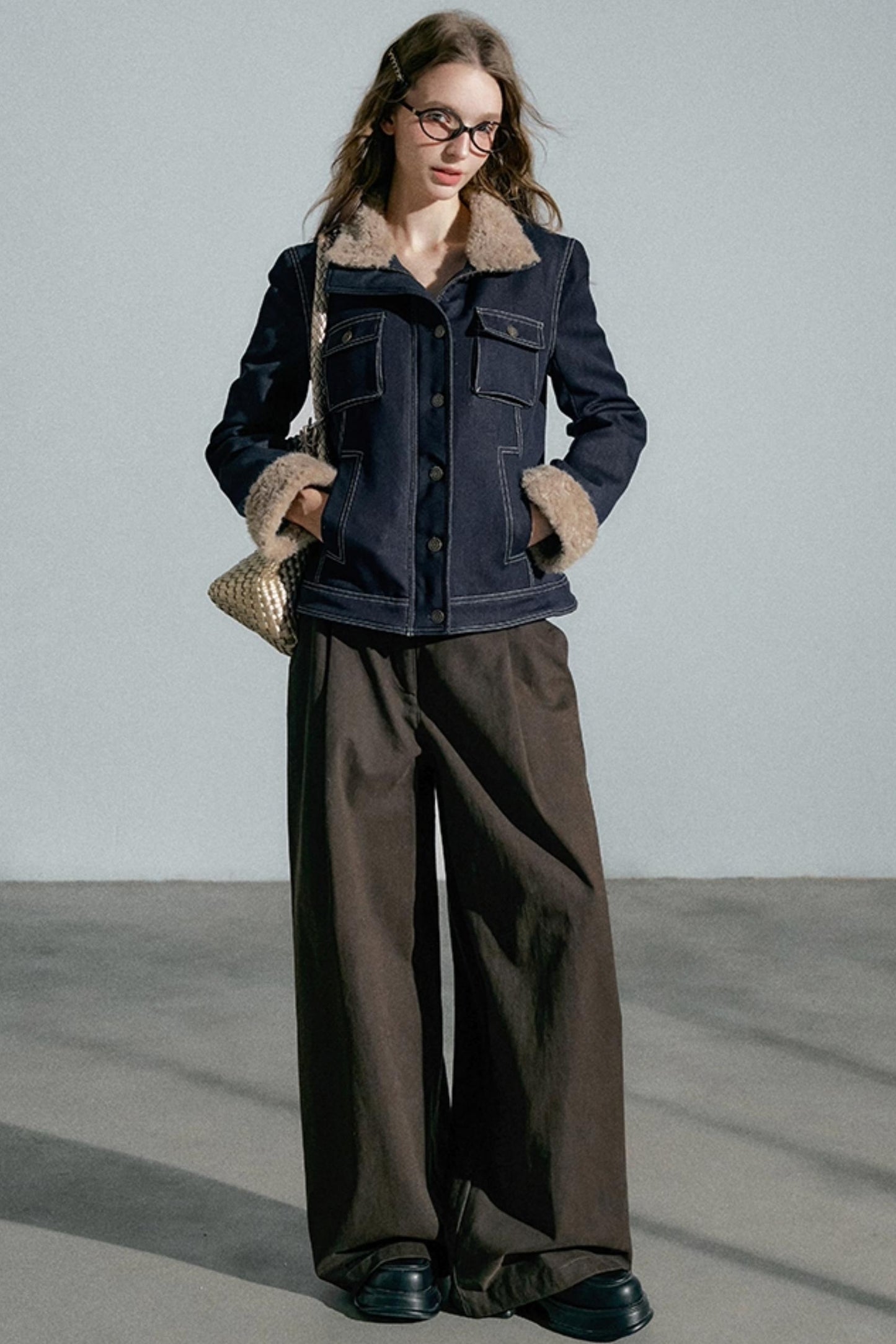 Empire High-Waisted Wide-Leg Trousers