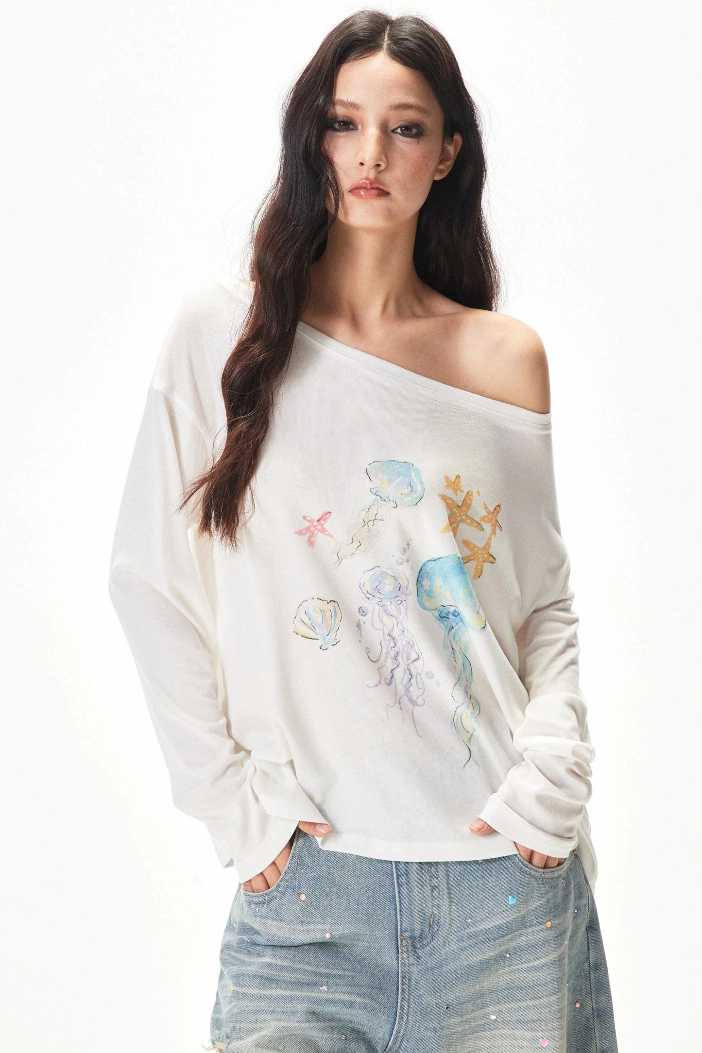 Watercolor Hand-Painted Blouse