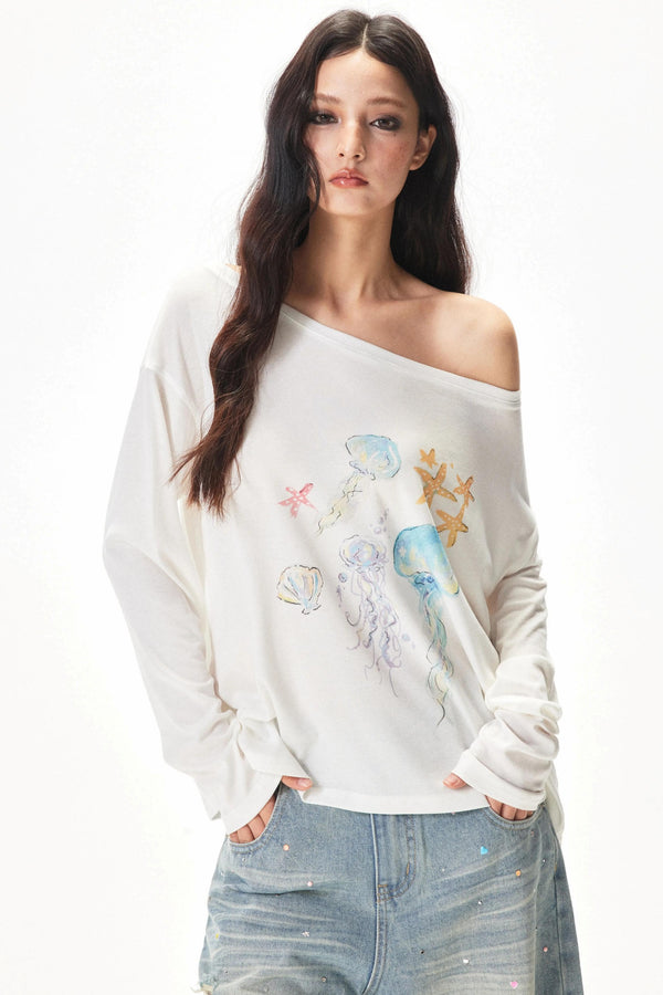Watercolor Hand-Painted Blouse