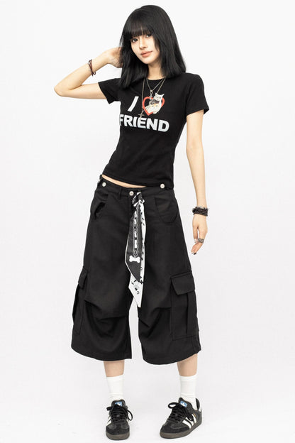 Vintage Babes Cat Print Cropped Top