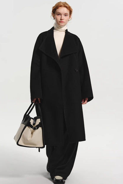 Square Collar Soft Wool Tweed Coat