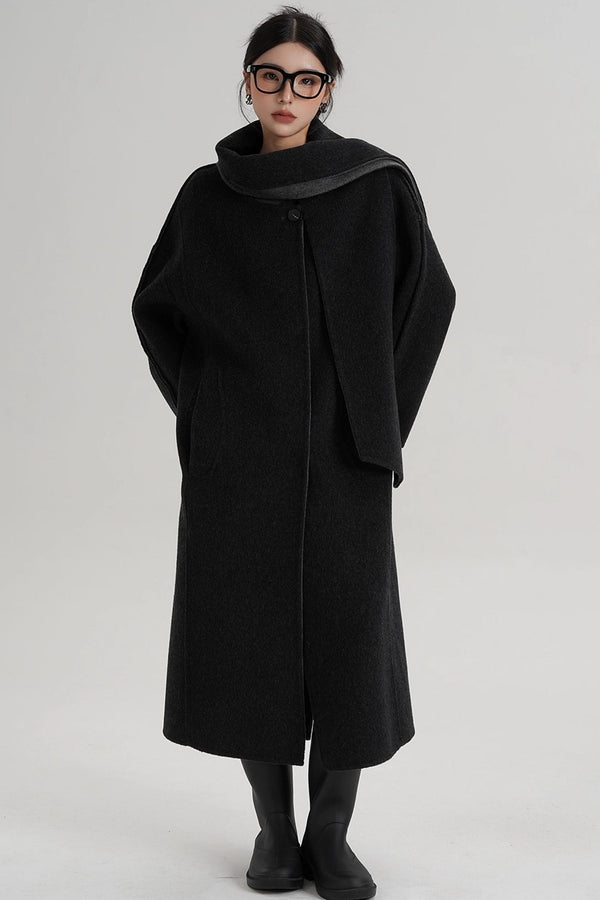 Reversible Two-Tone Scarf Wool Coat