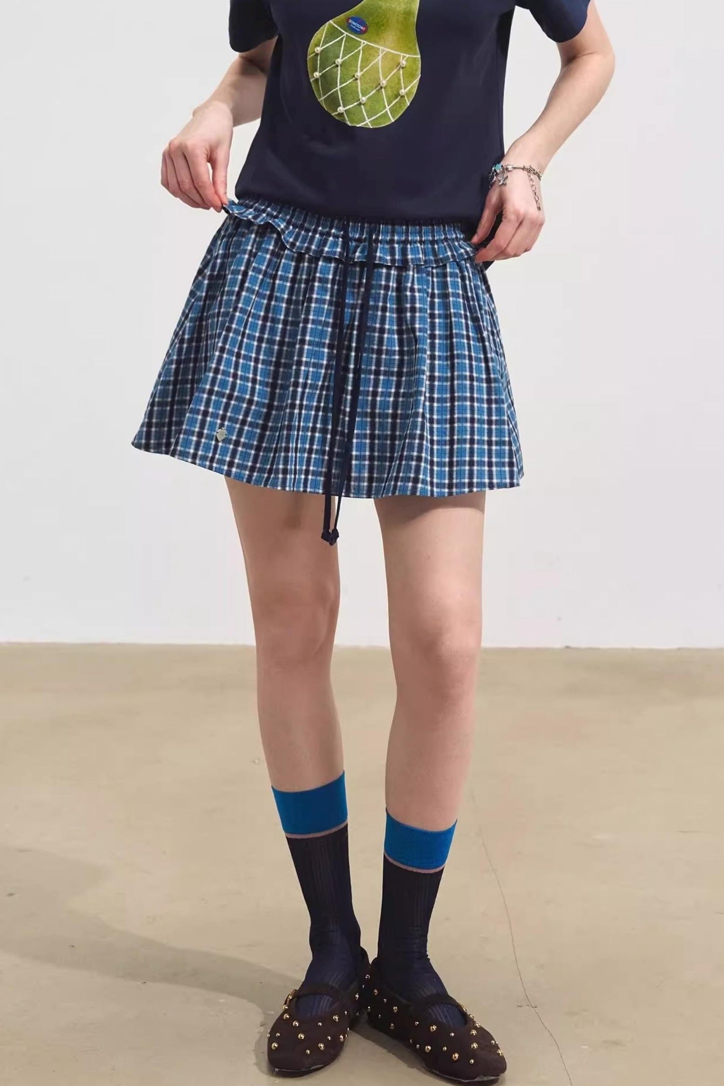 Blue Pleated Skirt