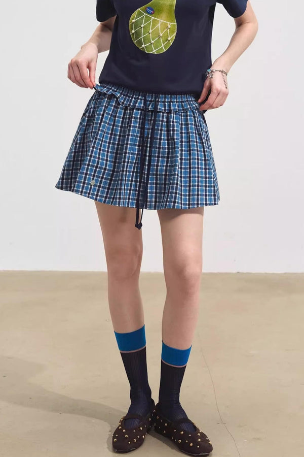 Blue Pleated Skirt