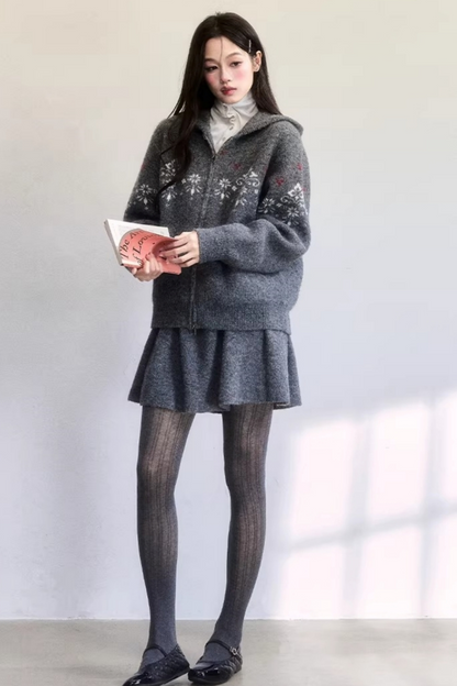 Frosting Jacquard Knit Jacket Set-Up