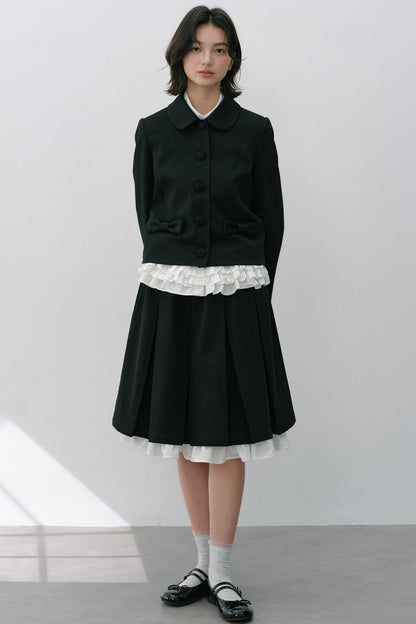 Elastic Pleated Skirt Suit Set-Up