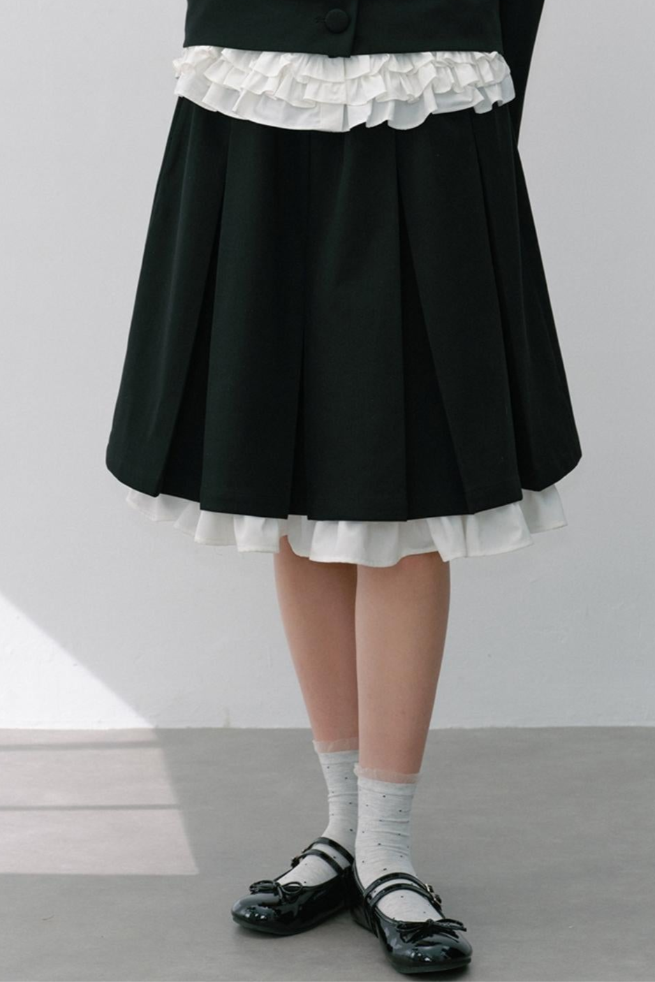 Elastic Pleated Skirt Suit Set-Up