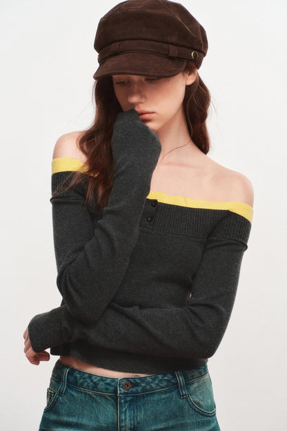 One-shoulder Knit Top