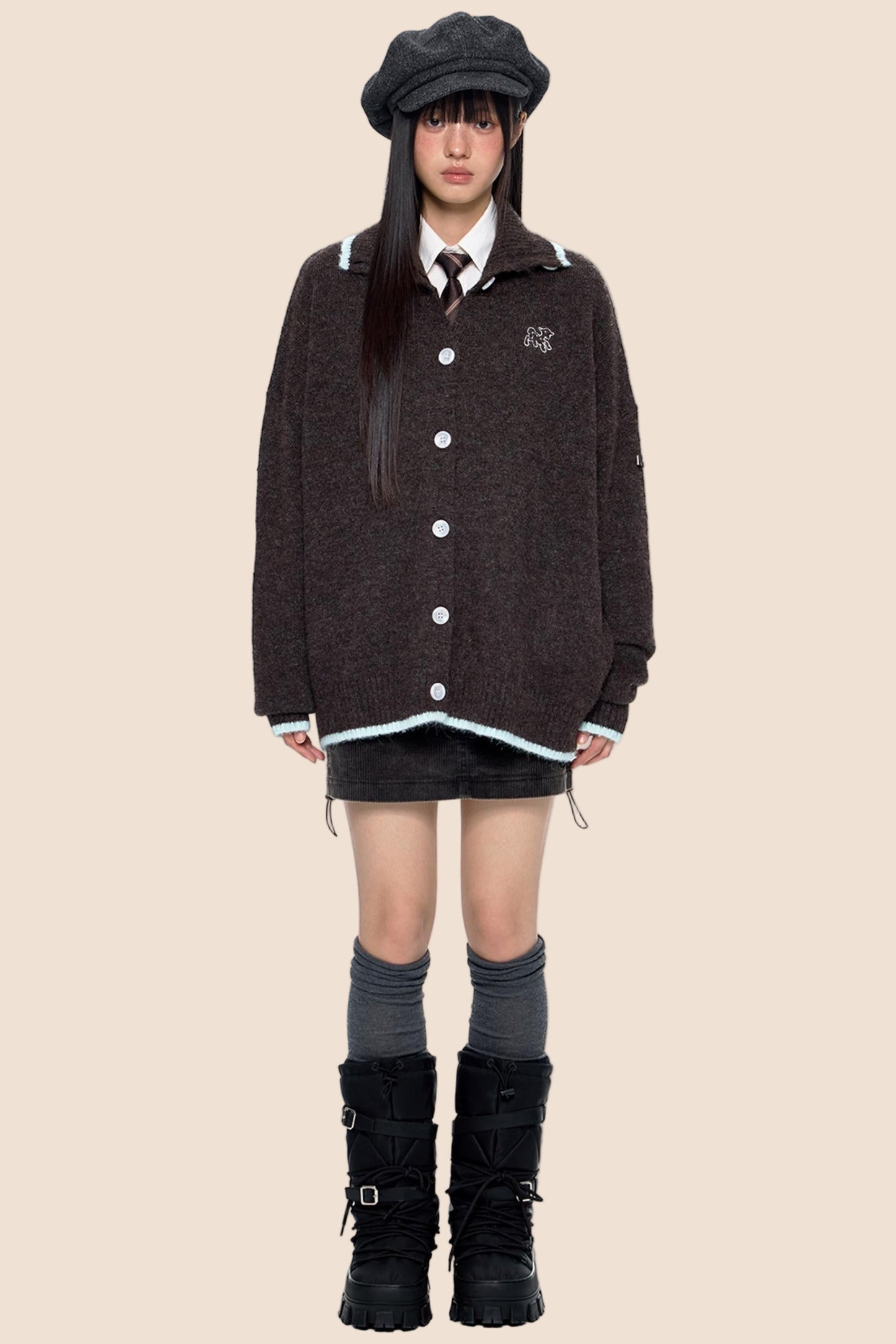 Lapel Knit Retro Cardigan