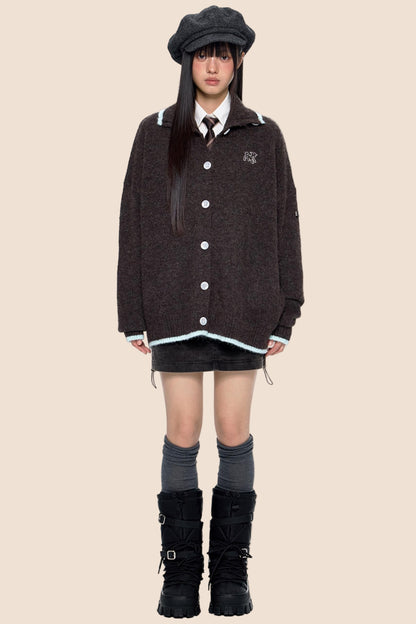 Lapel Knit Retro Cardigan
