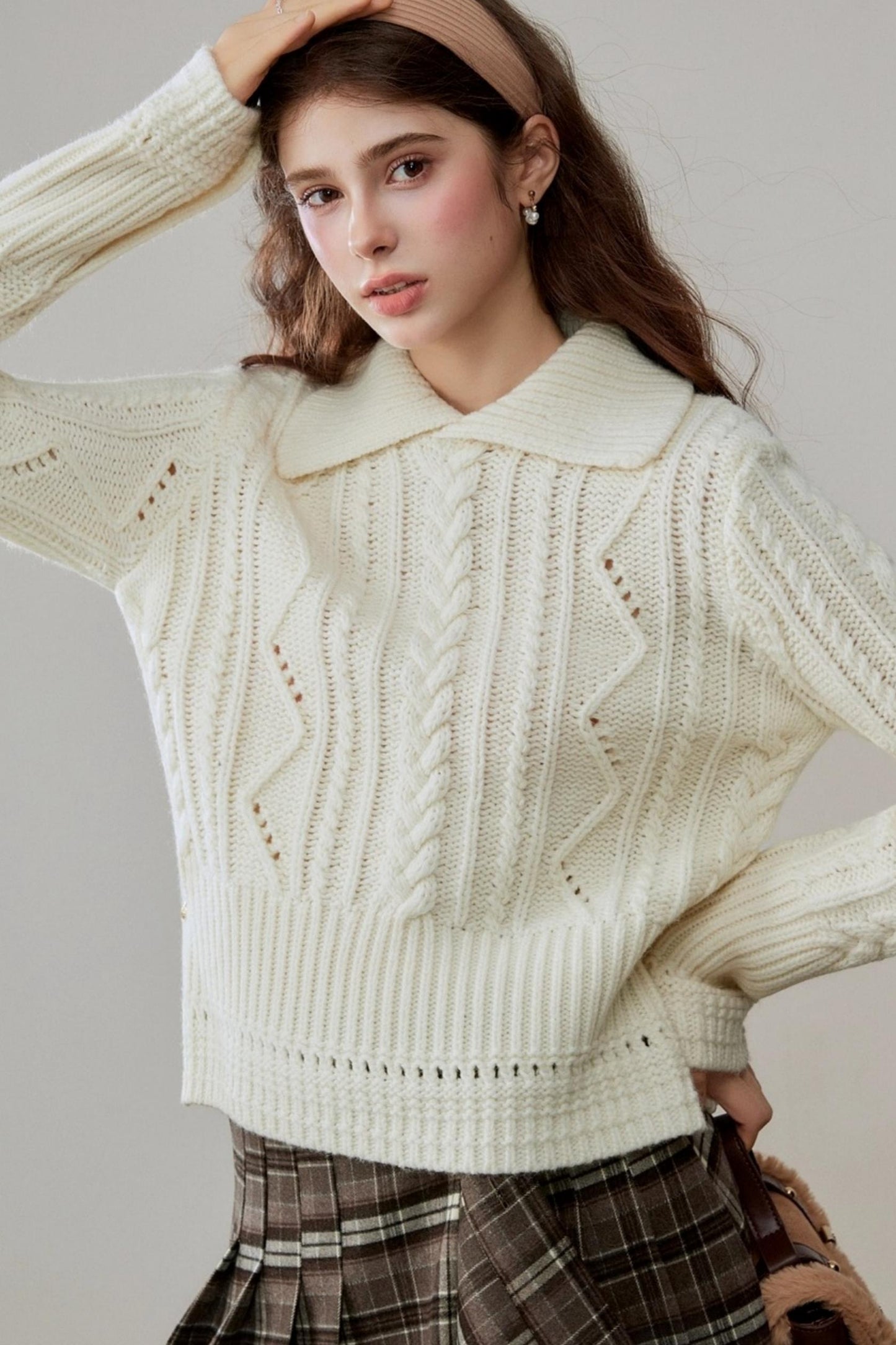 Lapel Wool Knit Top