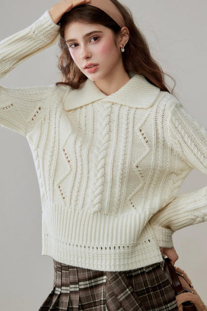 Lapel Wool Knit Top