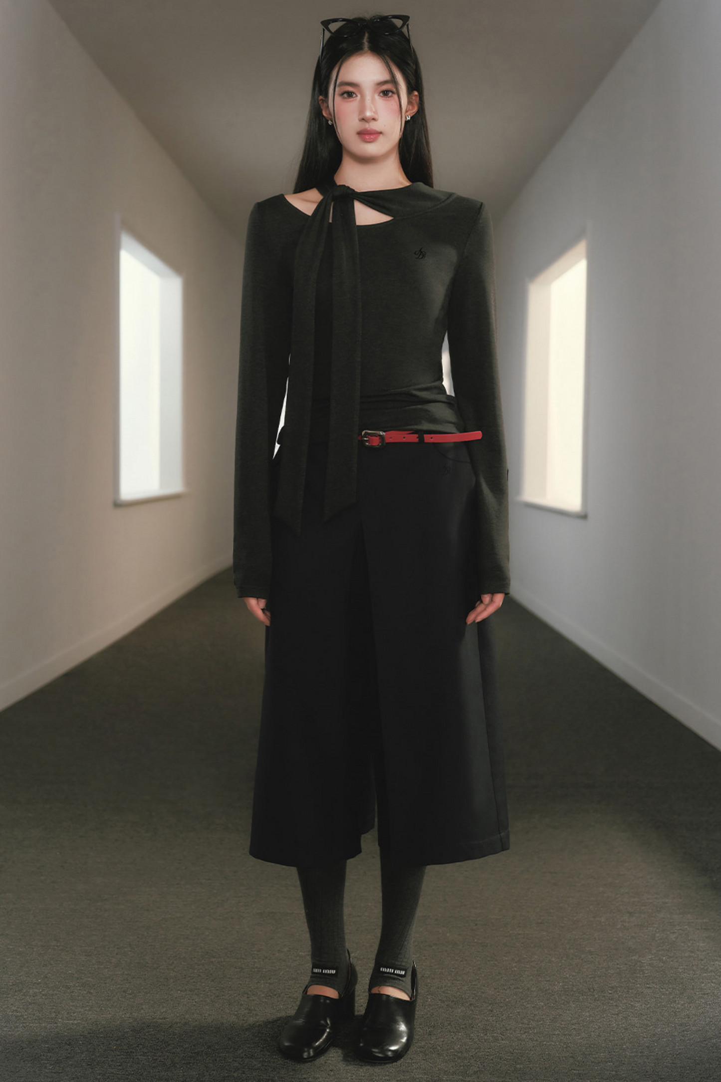 Slimming Waist-Cinching Turtleneck Top