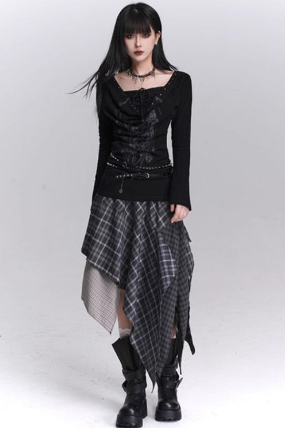 Irregular Plaid Autumn Skirt