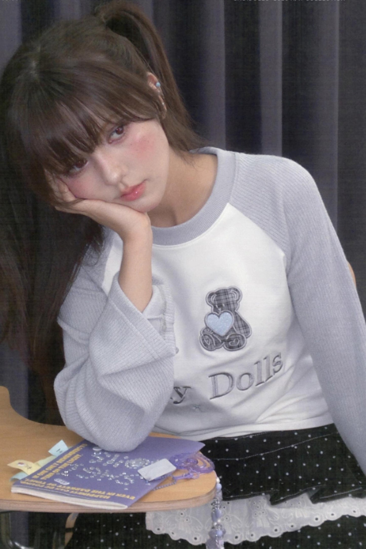 Sweet Patchwork Knitted Raglan T-shirt