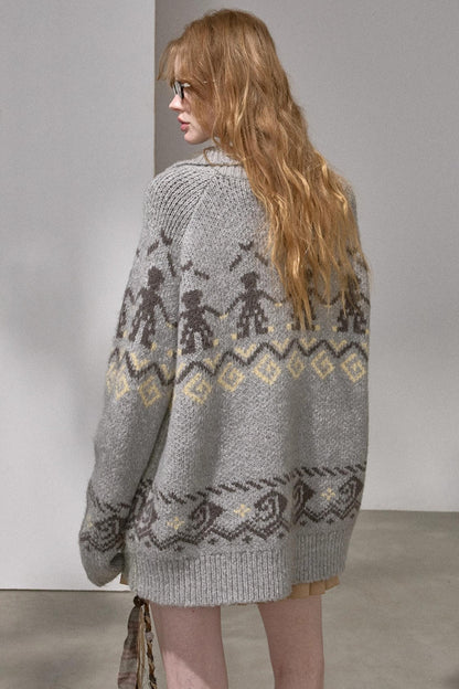 Pom-Pom Knit Cardigan Jacket