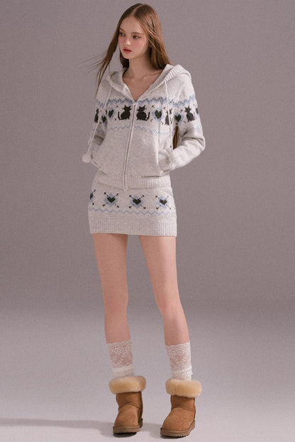 Fair Isle Woolen Skirt Set-Up