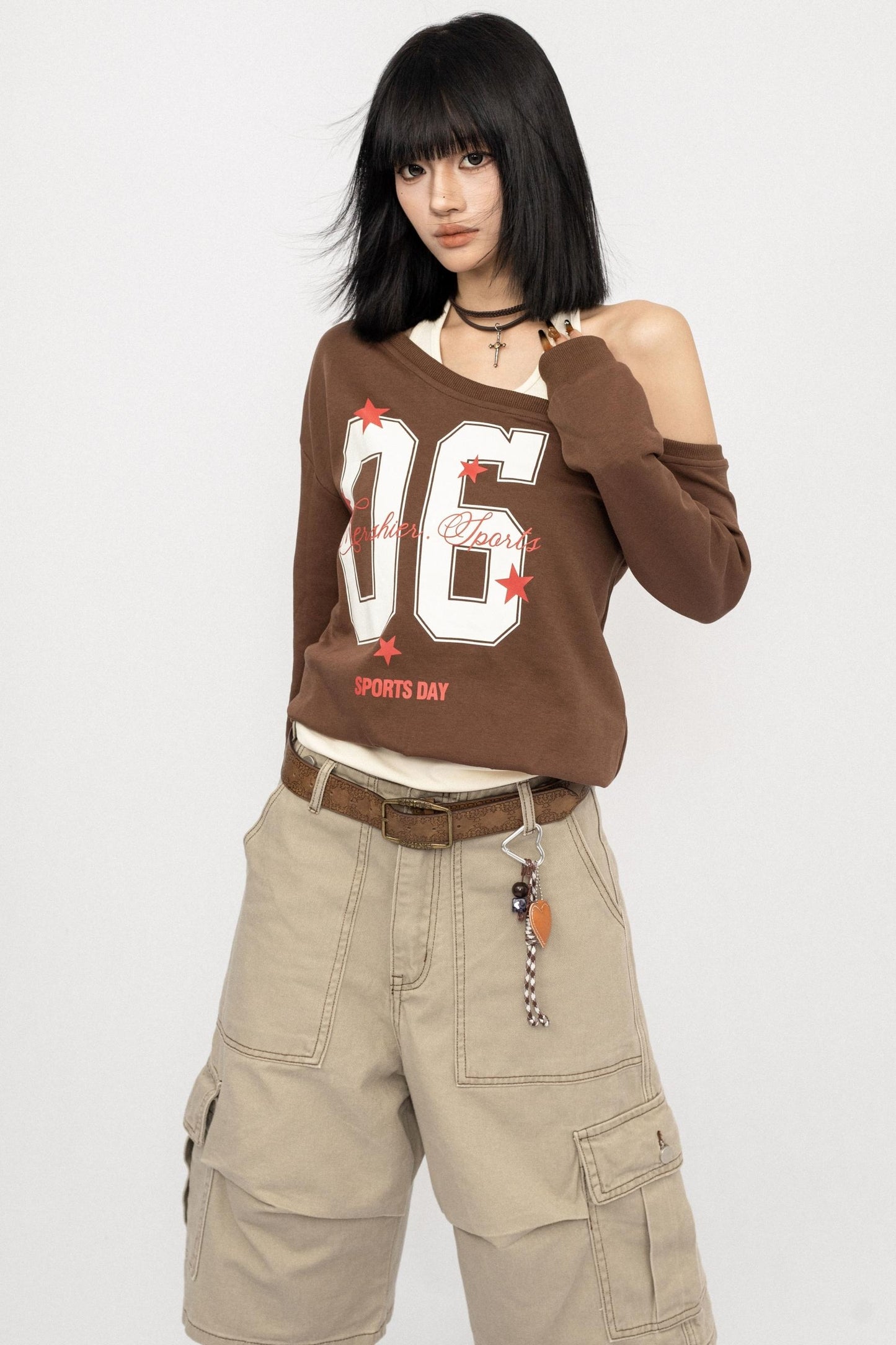 American Vintage Slanted Shoulder Loose Sweatshirt