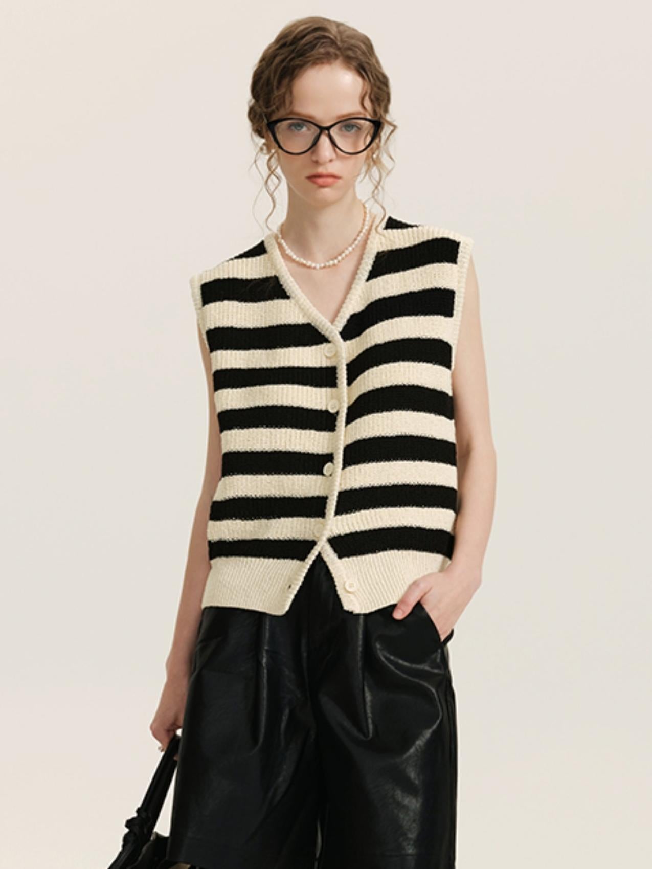 Fashionable Silk Shoulders Knit Vest