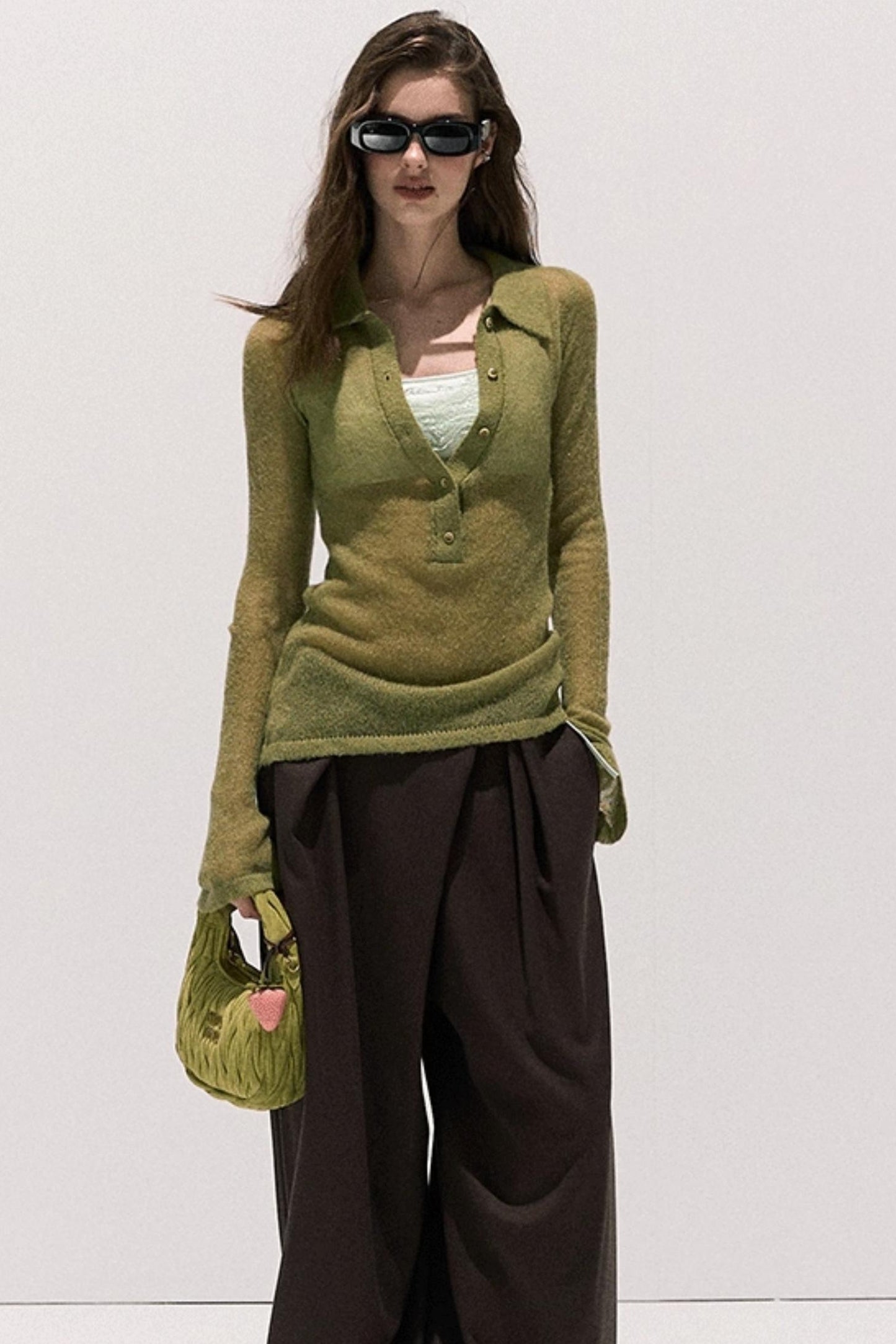 Tencel Wool Pleats Wide-Leg Pants