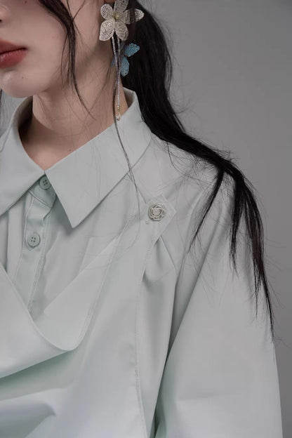 Optische Täuschung Drapiertkragen-Hemd