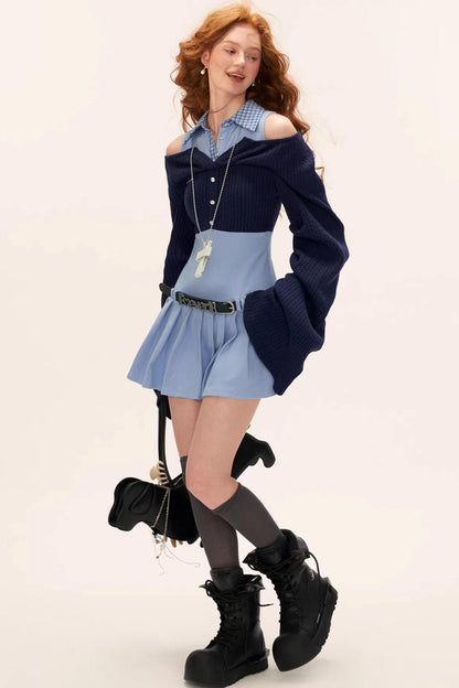 Patchwork Two-Piece Collar Dress