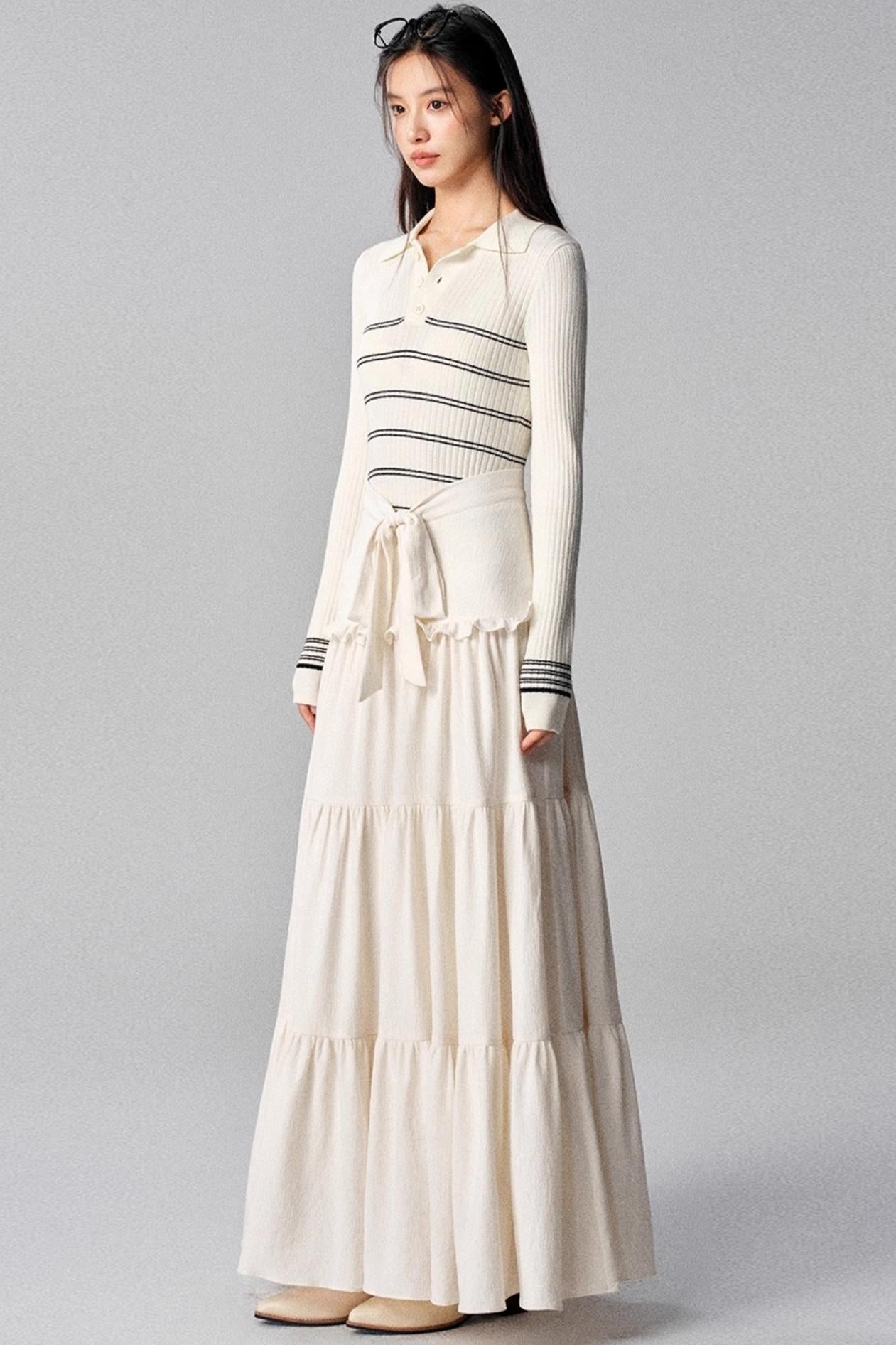 Seas Current Mood Striped Knit Sweater Top