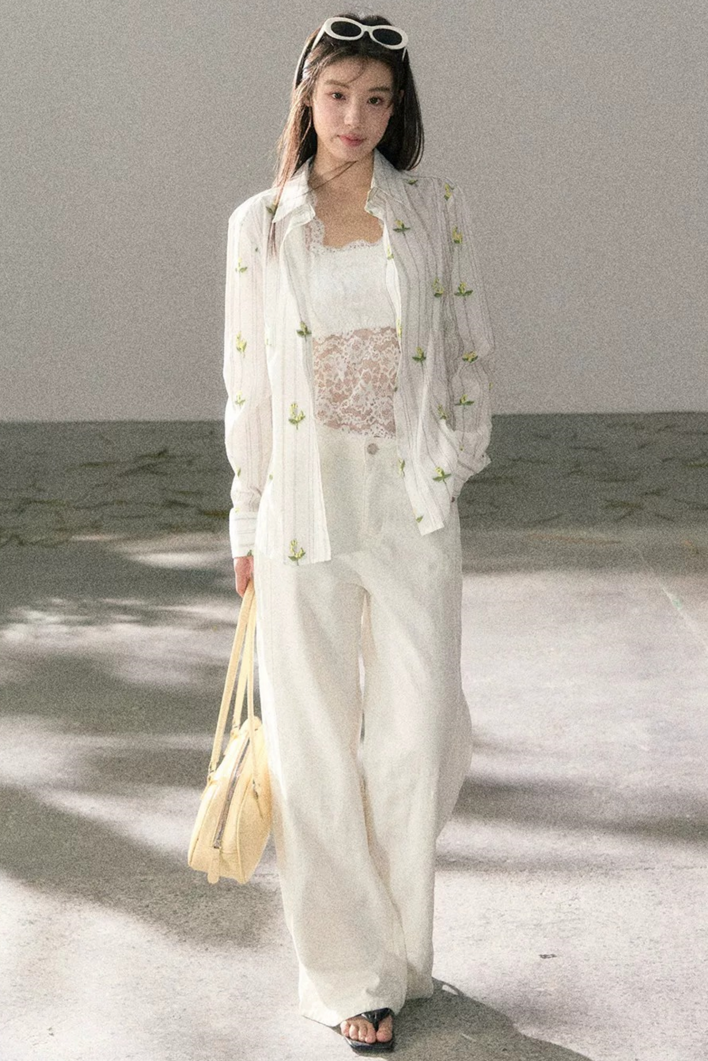Striped Floral Sunscreen Shirt Set-Up