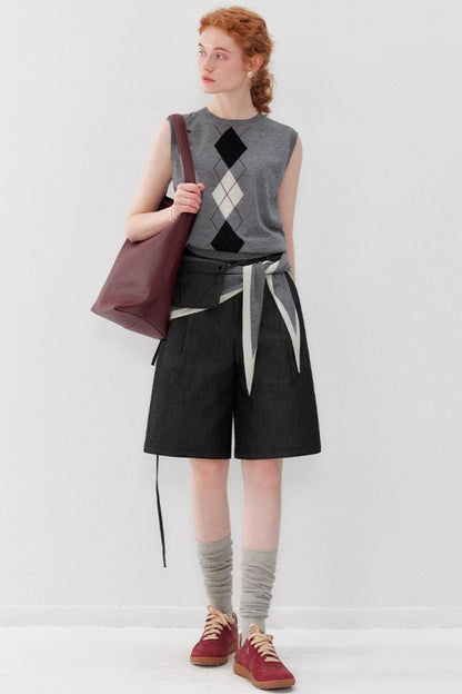 Diamond Checkered Wool Vest