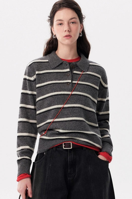 Fashionable Striped Wool Knitted Sweater