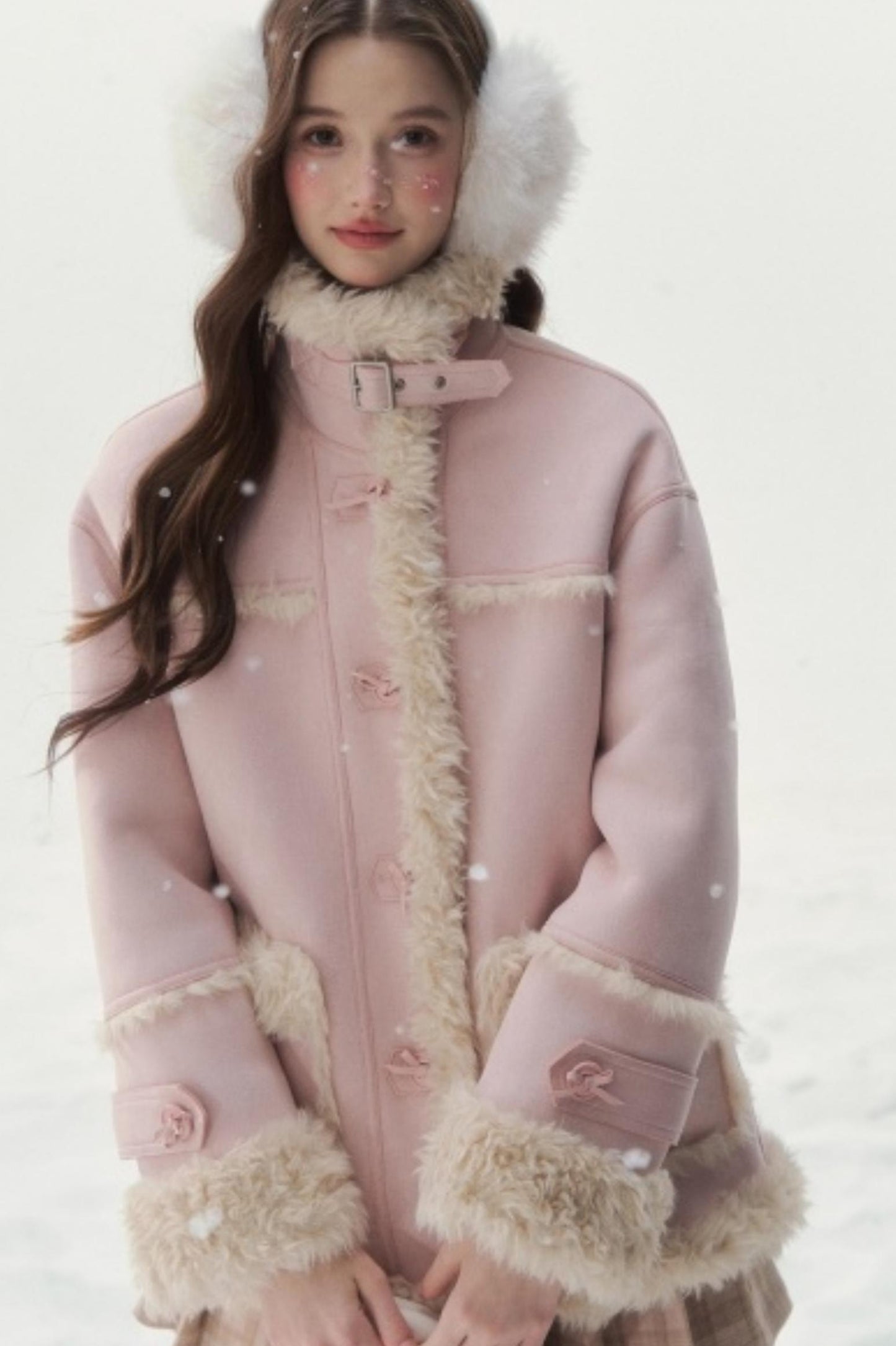 Pink and Blue Reversible Fur Coat