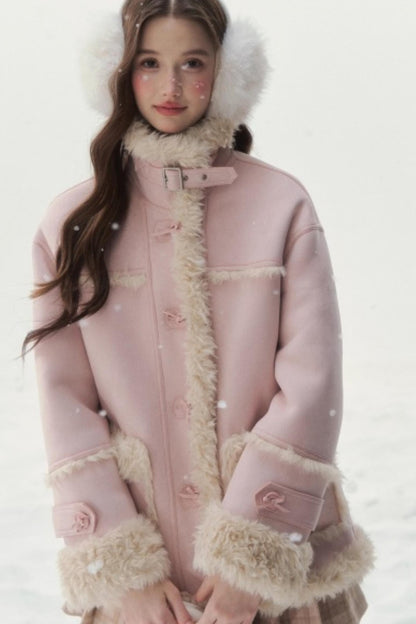 Pink and Blue Reversible Fur Coat