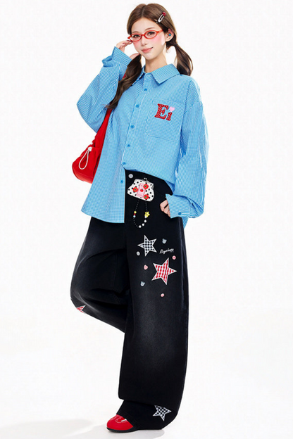 Patchwork Plaid Blouse