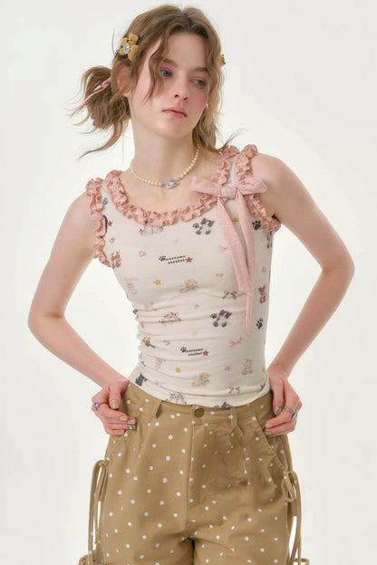 Playful Apricot Ruffled Camisole