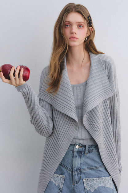 Wool Blend Cardigan Base Top Set