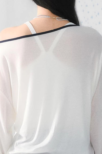 Off-Shoulder Digital Print T-Shirt