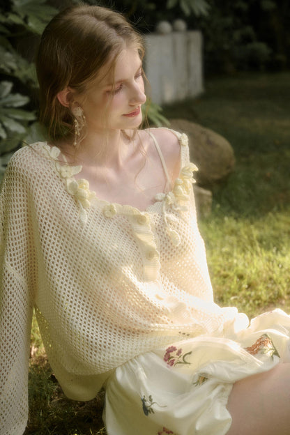 Galaxy Ice Silk Hollow Cardigan