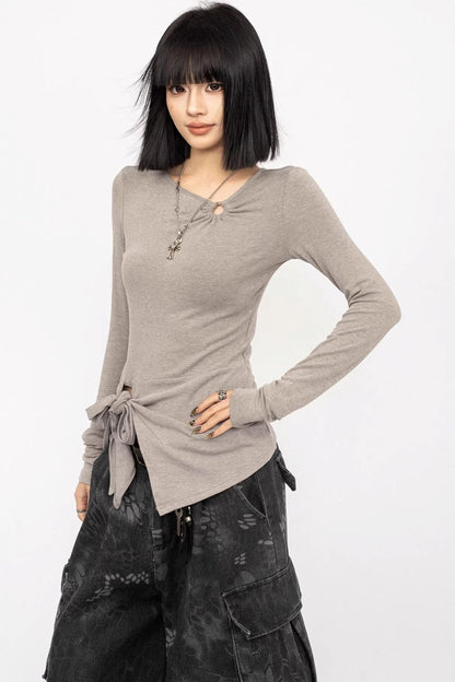 Twisted Tie Slim-Fit Blouse