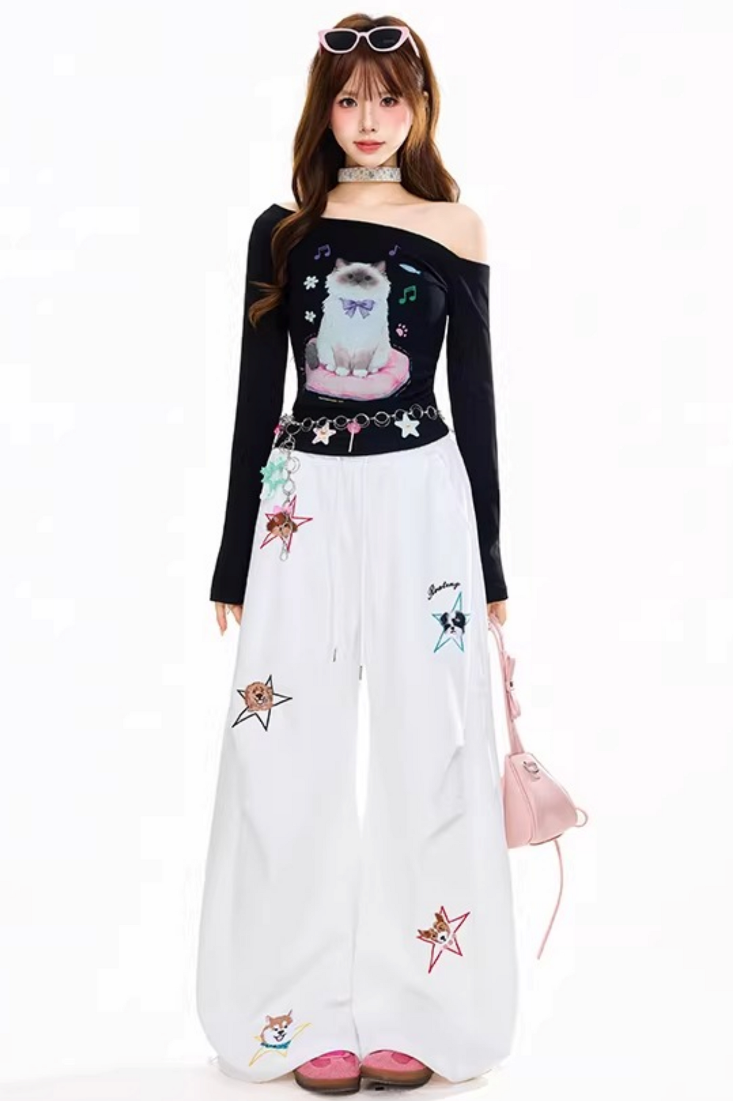 Retro Star Embroidered Sweatpants