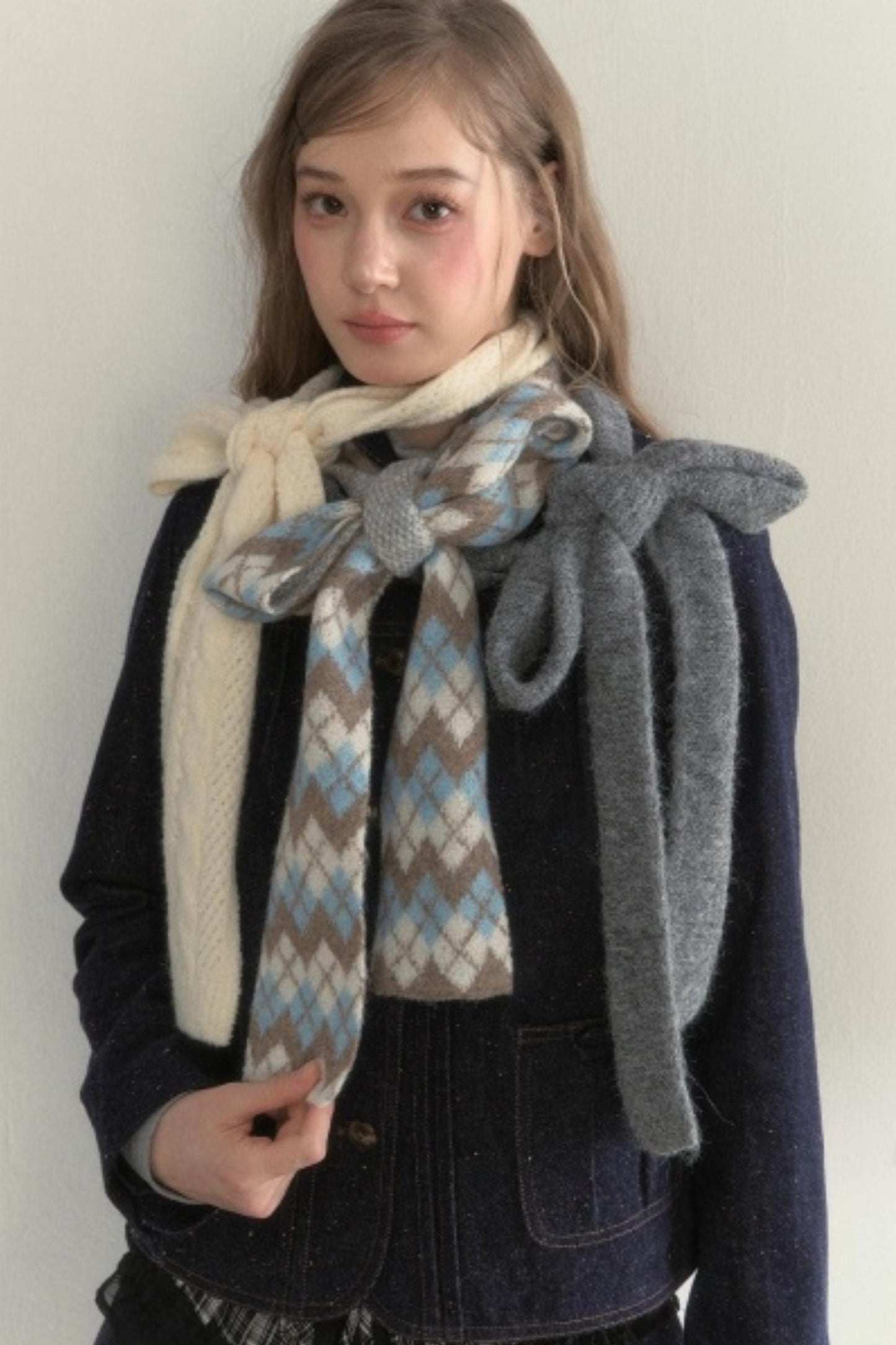 Retro Knitted Long Strip Scarf
