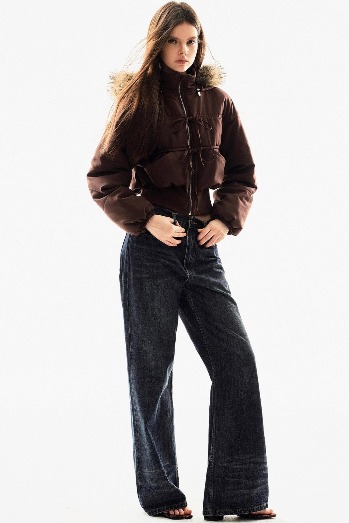 Fur Collar Cropped Cotton Jacket