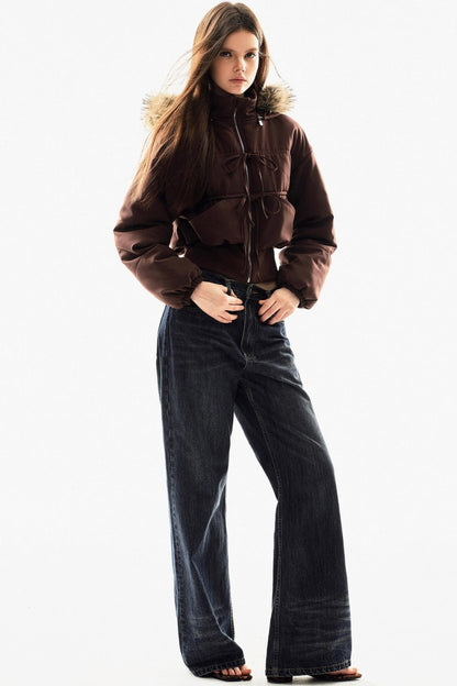 Fur Collar Cropped Cotton Jacket