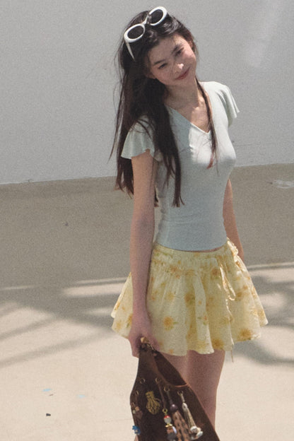 Embroidered Puffy A-Line Skirt