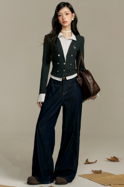 Contrasting Fake Two-Piece Top