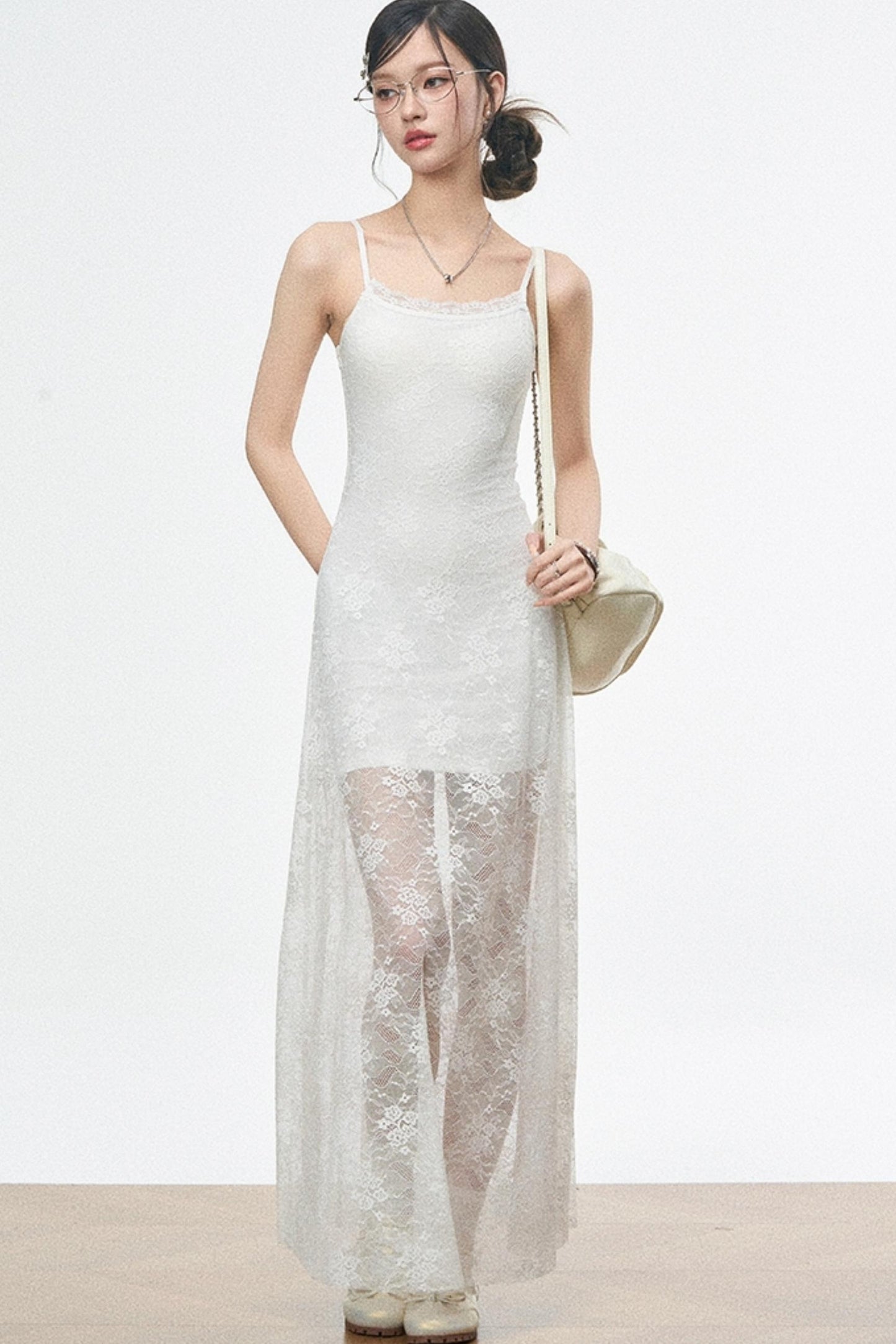 Fusion Lace Dress With Lace Shirt Set-Up