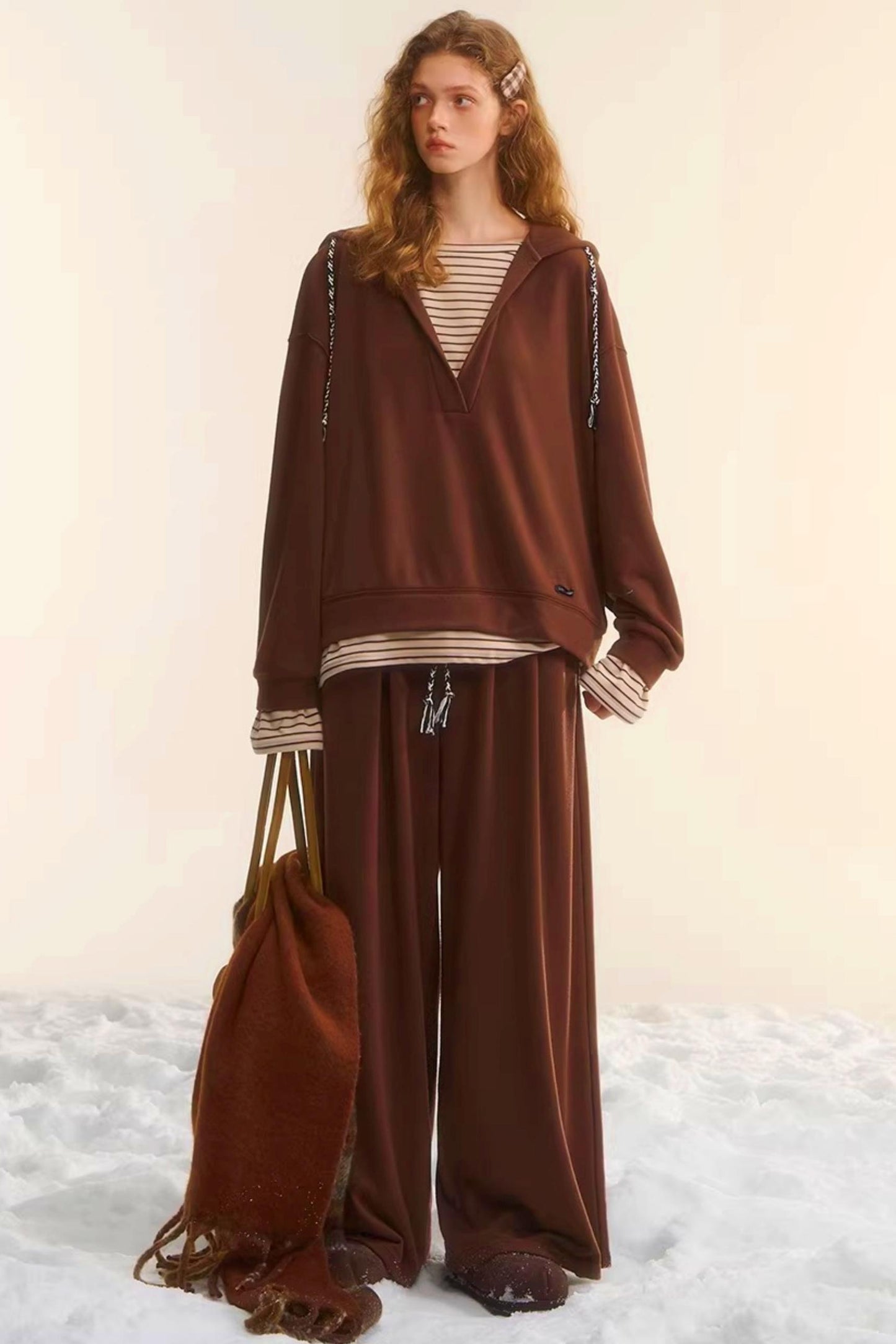 Retro Striped Patchwork Sweatshirt Set-Up