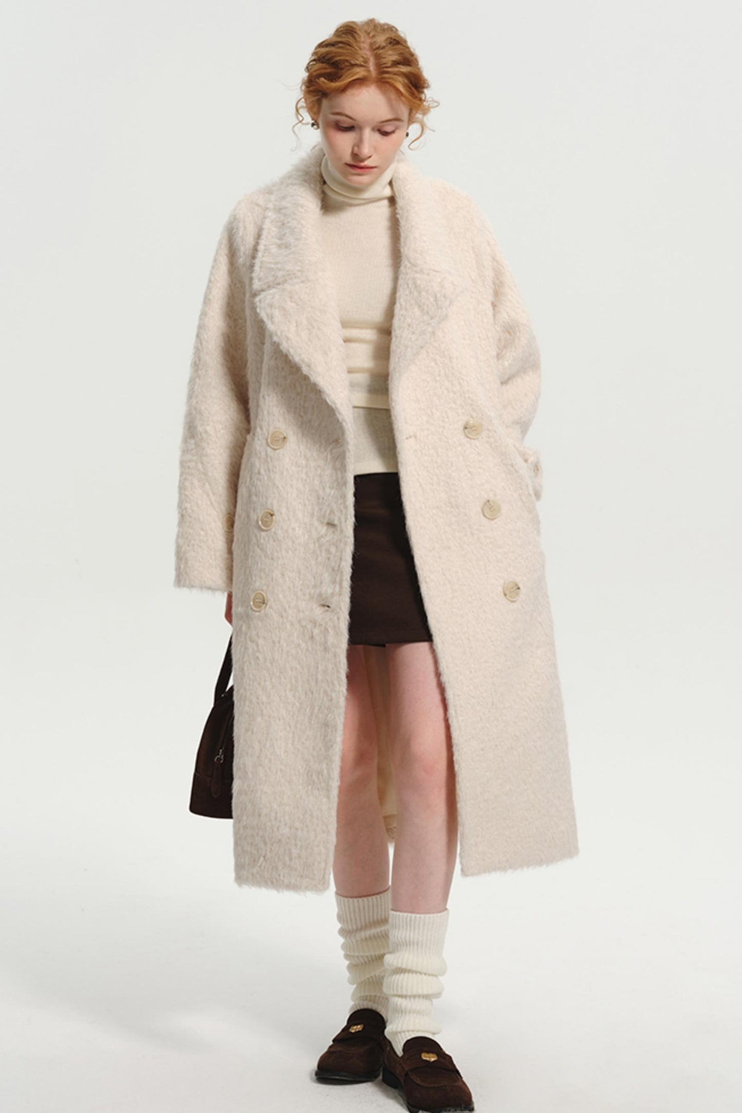 Korean Lamb Wool Thickened Tweed Coat